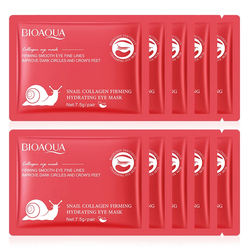 BIOAQUA Snail Collagen Eye Mask – Dark Circles & Anti-Aging Eye Treatment Mask Oasis Select Snail 10p