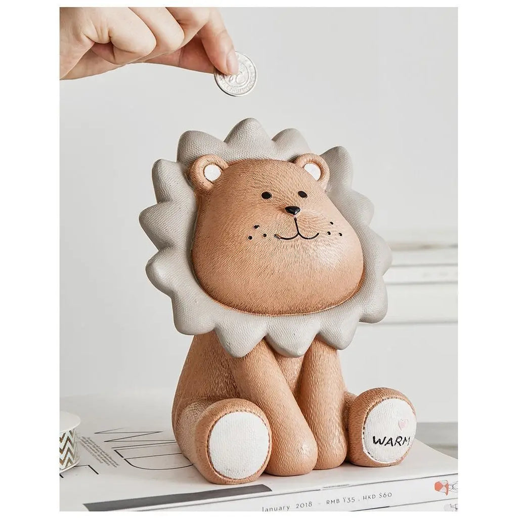Lion Piggy Bank Cute Piggy Bank Living Room Decoration Cartoon Piggy Bank Anti-drop Oasis Select
