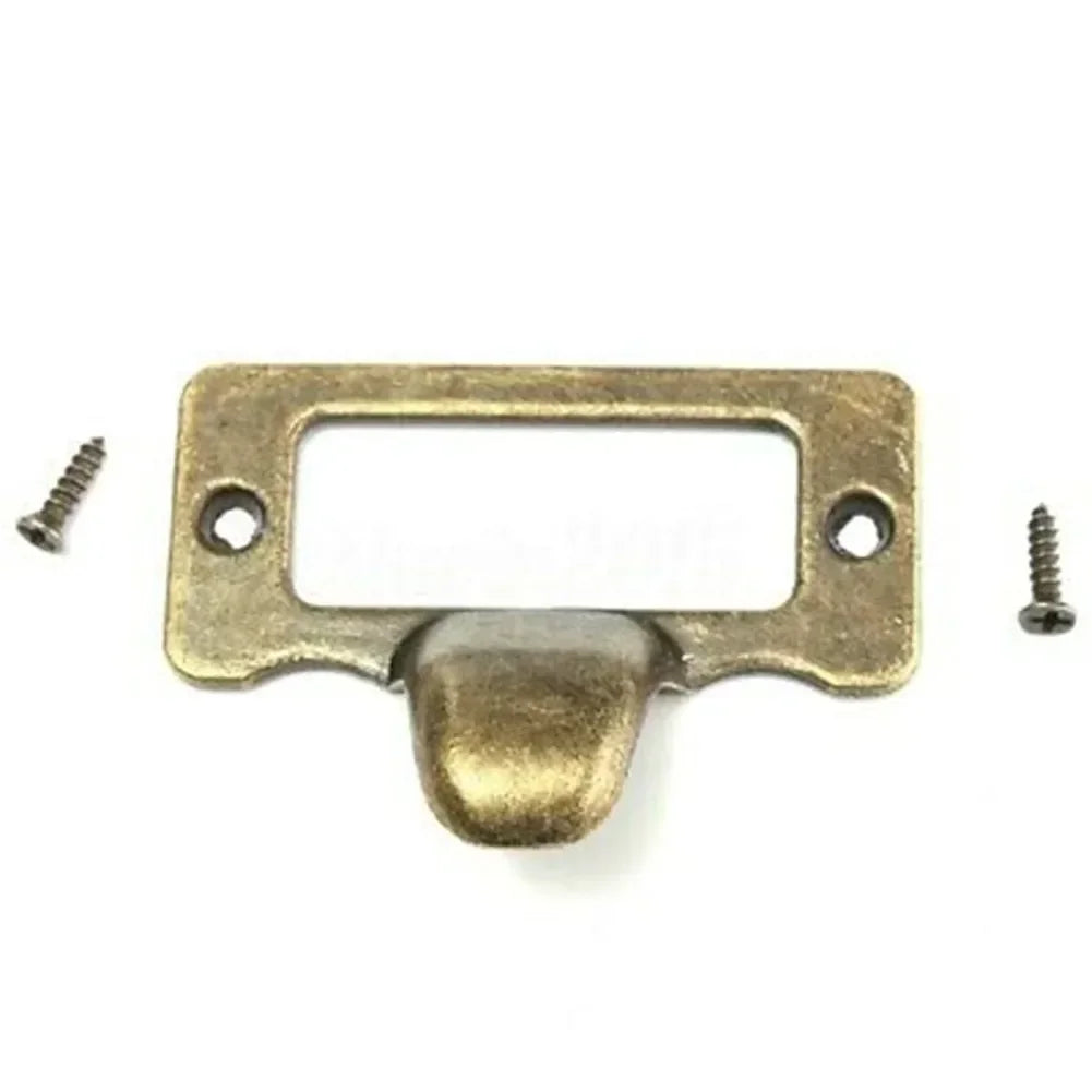High Quality 10 PCS Label Pulls 48mm*35mm Vintage Antique Brass Antique Style Cabinet Cupboard Name Card Holder Oasis Select China Mainland