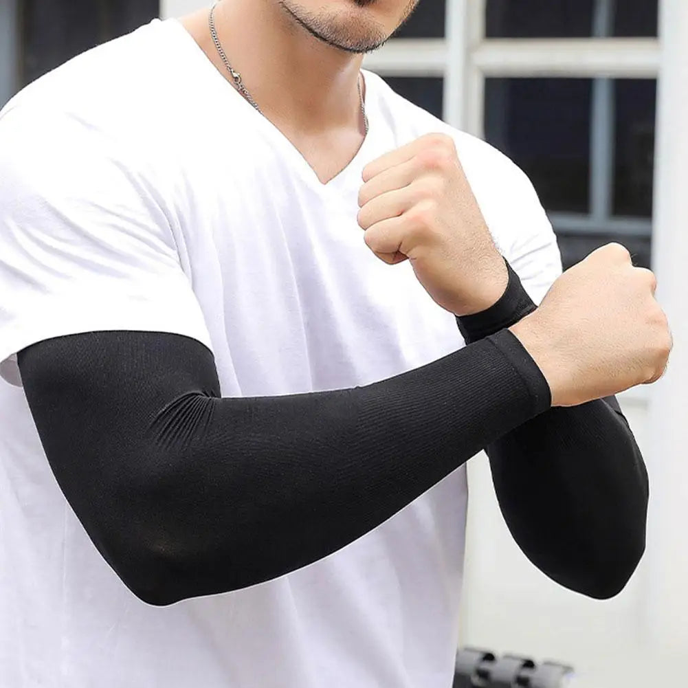 1 Pair Summer Sunscreen Sleeves Ice Silk Men's Plus Size Arm Protection UV Protection Gloves Arm Sleeves Quick Dry Arm Warmer Oasis Select