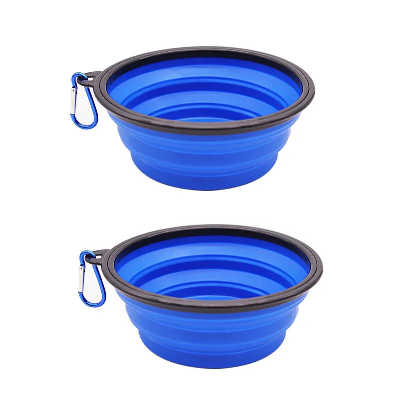 TPE dog bowl cat bowl wear-resistant and durable pet folding bowl travel outdoor drinking water feeding portable pet bowl Oasis Select blue-2pcs 350ml