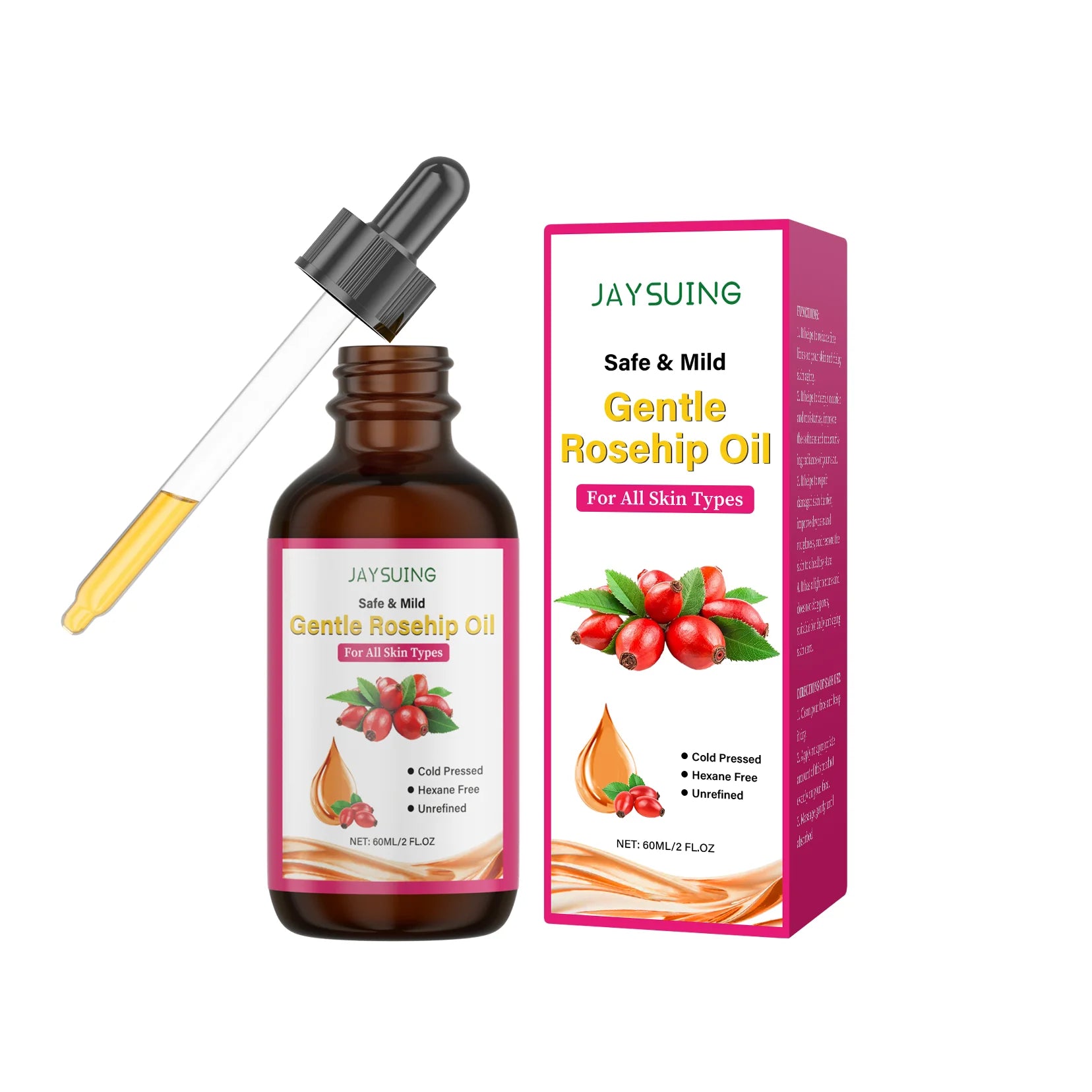 Rose Fruit Seed Facial Oil Reduce Fine Lines Repair Damaged Barriers Relieve Dryness Shrink Pores Nourishment Face Treatment Oil Oasis Select 60ml boxed