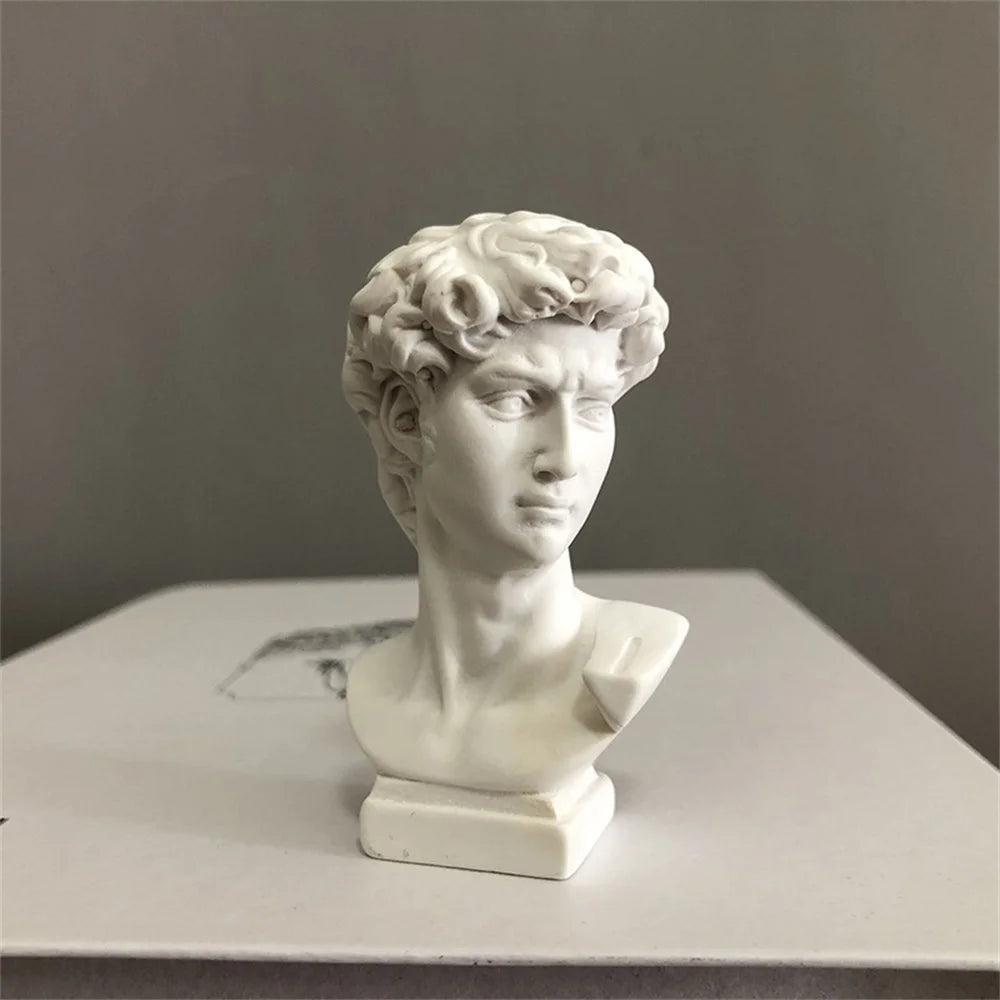 Nordic Style Gypsum Portraits Plaster Bust Statue Greek Mythology Figurine Famous Sculpture Desktop Ornament Drawing Practice Oasis Select David