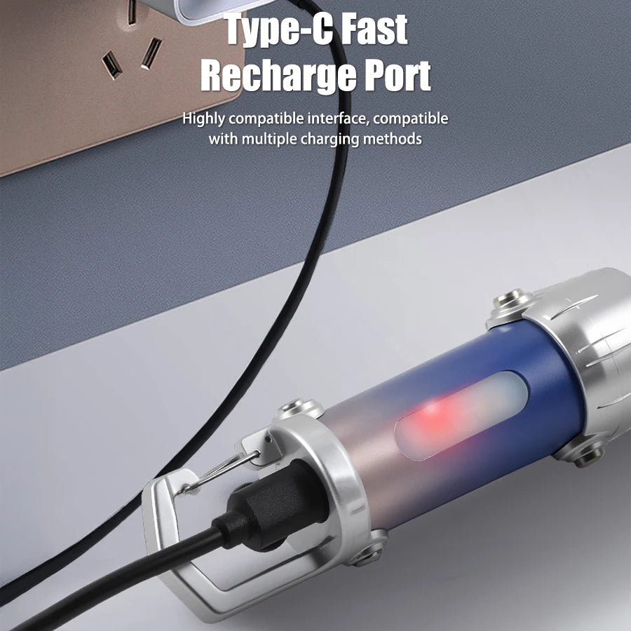 Mini COB Keychain Flashlight USB-C Rechargeable | Red Blue Strobe
