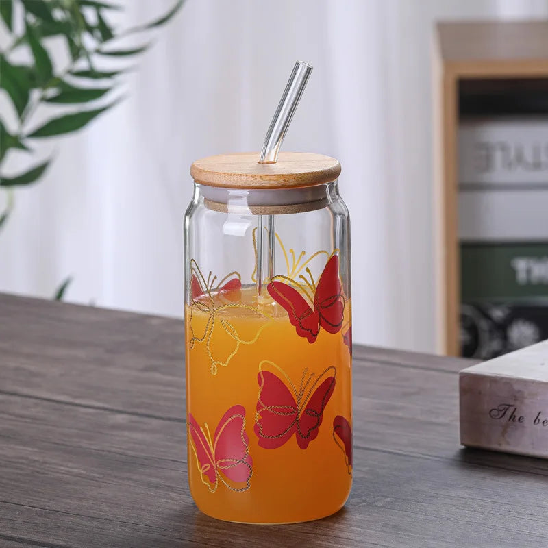 Halloween Drinking Cup with Lid and Straw 18.7oz/550ml Canned Glass Cup Cute Kawaii Coffee Cup Juice Water Cup Milk Oasis Select B 501-600ml