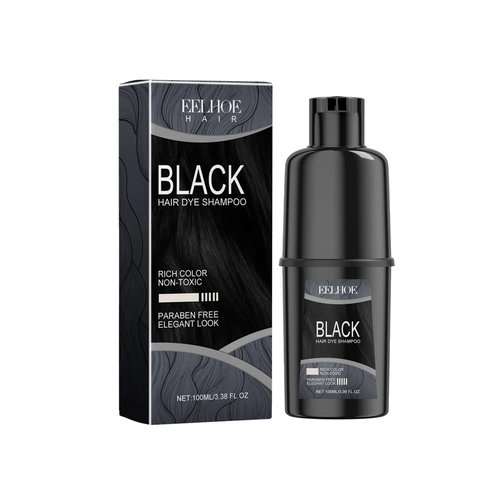 EELHOE Hair Dye Shampoo Deep Nourishment Strengthen Color Lock Frizz Control Oil Natural Formula Shiny Hair Color Shampoo 100ml Oasis Select Black