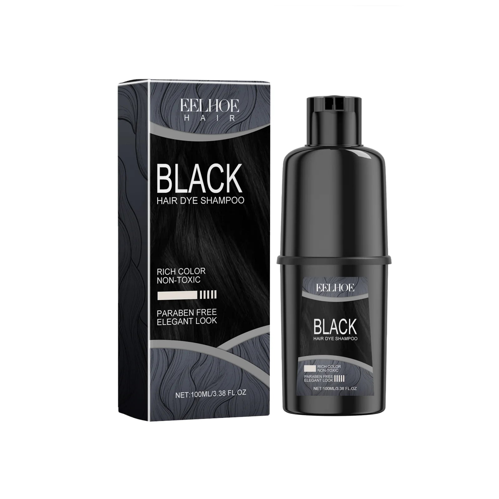 EELHOE Hair Dye Shampoo Deep Nourishment Strengthen Color Lock Frizz Control Oil Natural Formula Shiny Hair Color Shampoo 100ml Oasis Select Black