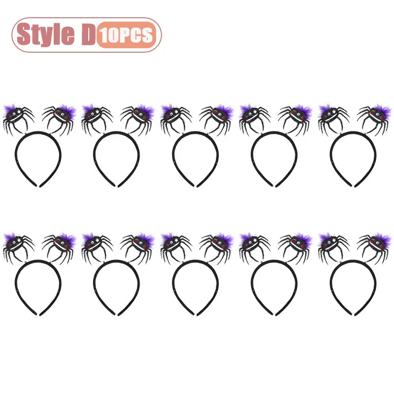 1-10PCS Witch Hat Spider Headband Halloween Party Favor Costume Masquerade Funny Hair Accessory for Women Adult Cosplay Oasis Select Style D-10PCS