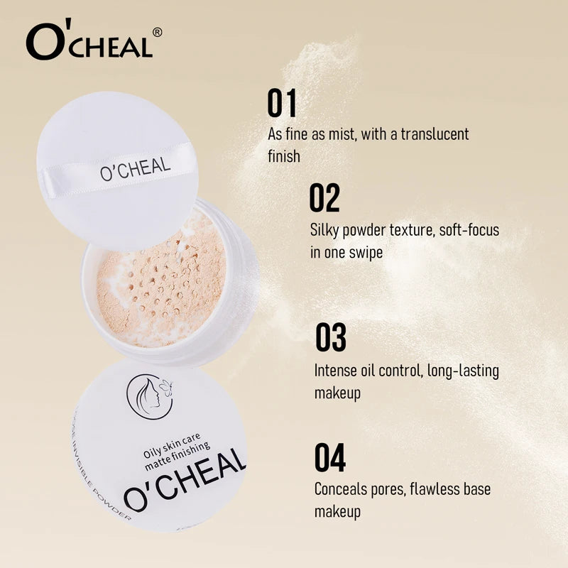 O'CHEAL Loose Invisible Powder Oil Control Waterproof Soft-focus Skin Smoothing Lightweight luminous Long-lasting Powder Makeup Oasis Select