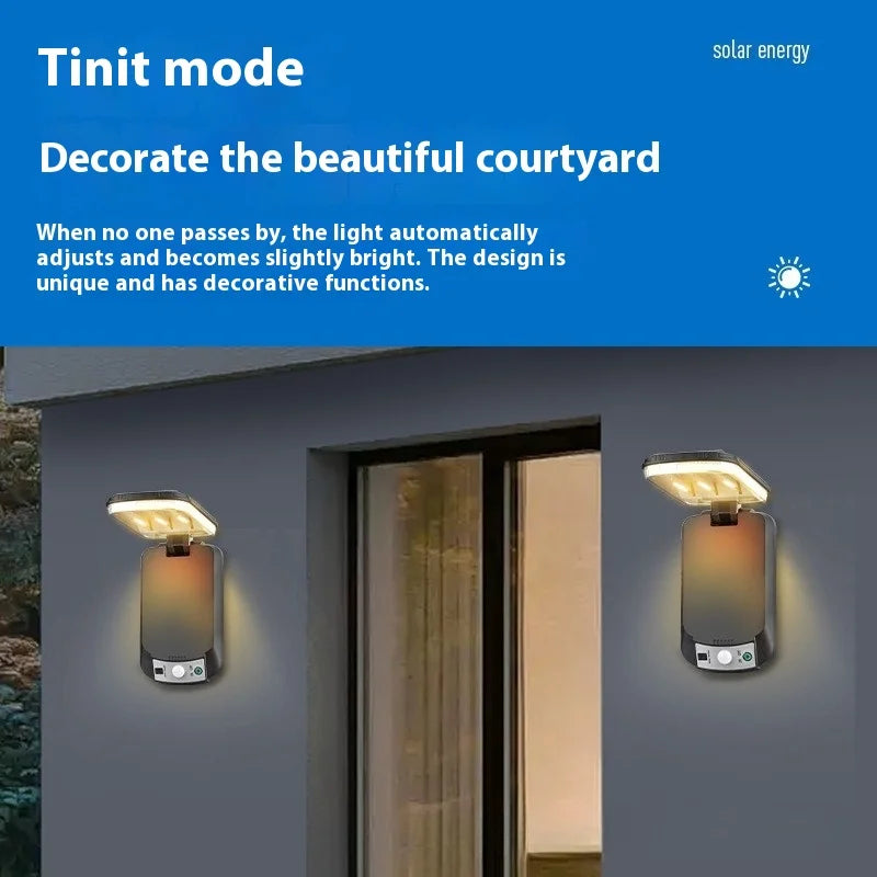 Solar - Powered Folding Outdoor Courtyard Wall Lamp with Human - Body Sensor and Wall - Washing Function Oasis Select