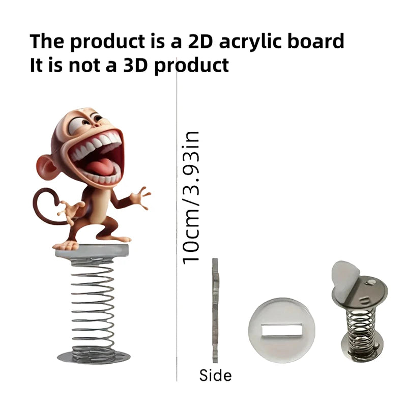 2D Acrylic Car Accessory: 1/2/3Pcs Fun Monkey Bobblehead Pendant Oasis Select