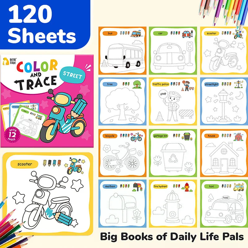 10 Book Set, Children's Coloring Book To Enhance Cognitive Thinking, Including 10 Cartoon Themes For Boys And Girls Oasis Select