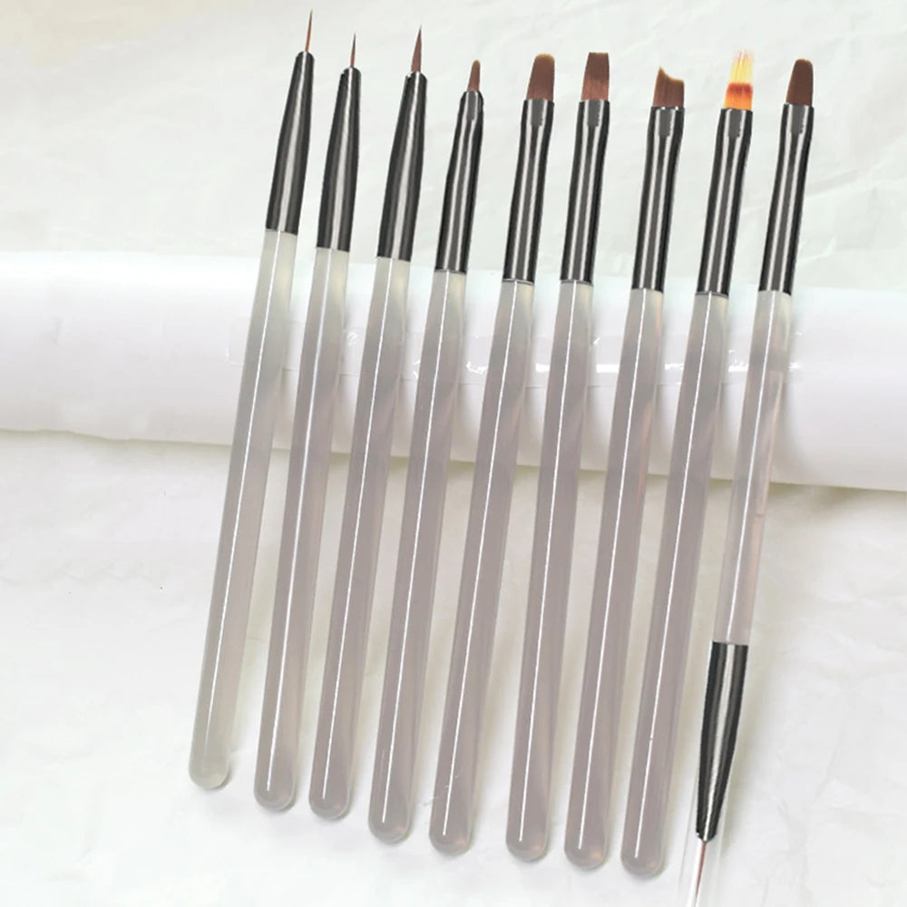 9pcs DIY painting brushes, for watercolor, oil painting, UV gel nail lining, nail acrylic painting brushes, and nail art paintin Oasis Select 9Pcs gray