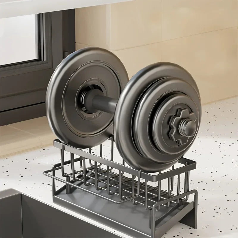 Drill-Free Sink Organizer Multi-Use Sponge Soap Holder Draining Rack for Kitchen Countertop Storage Waterproof Shelf 1PC Oasis Select