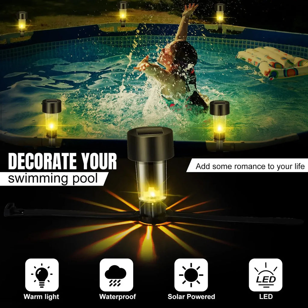 Solar LED Pool Rail Lights | IP44 Waterproof | 1–6 Pcs