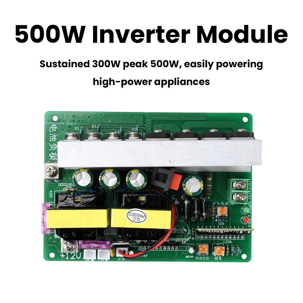 High-Power 500W DC 12-14.5V to AC 220V Inverter Module with Switch and Fan Interface DC-AC Step-Up Module Oasis Select