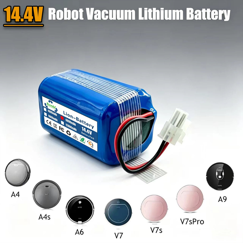 NEW 14.8V 6800mAh 14.4V 9800mAh Lithium Battery For ILIFE A4 A4s V7 A6 V7s Plus Robot Vacuum Cleaner ILife 4S1P real Capacity Oasis Select