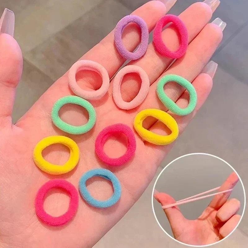 200PCS Women Girls Colorful Nylon Elastic Hair Bands Ponytail Hold Small Hair Tie Rubber Bands Scrunchie Hair Accessories Oasis Select