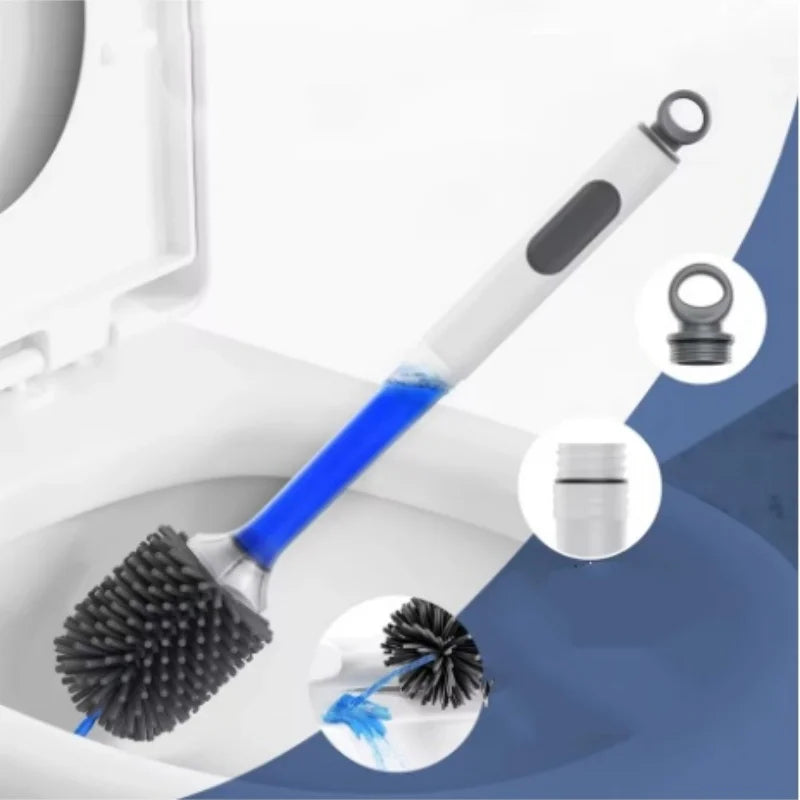 Soft Bristle Toilet Brush Set with Holder Long Handle Plastic Household WC Cleaning Tool for Bathroom Deep Toilet Cleaning Oasis Select