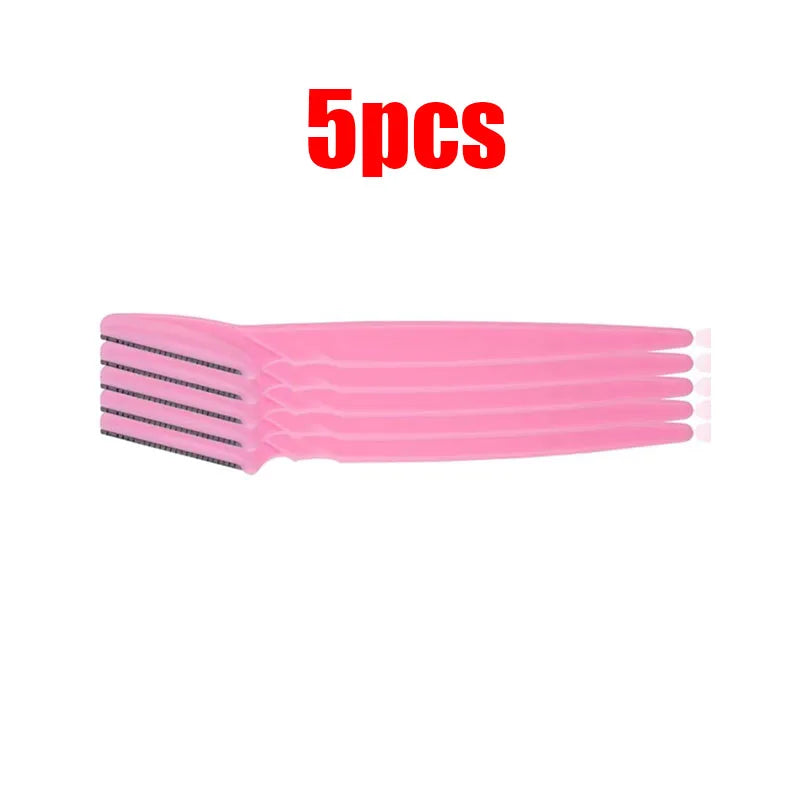 5/10/15pcs Eyebrow Trimmer Makeup Beauty Tools Safe Eye Brow Razor Face Body Hair Removal Shaver Blades Eyebrows Shaping Knife Oasis Select 5pcs Pink