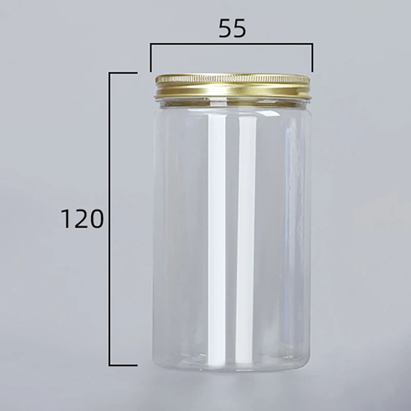 15 Sizes Clear Plastic Jar With Pink Aluminum Lids Empty Face Cream Cosmetic Container Gold Travel Refillable Bottles Box Oasis Select 120x55mm