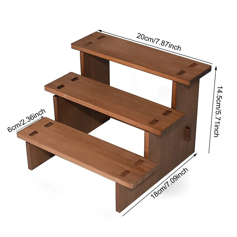 Wooden Multi-Tier Jewelry & Figurine Display Stand | 2–5 Layers