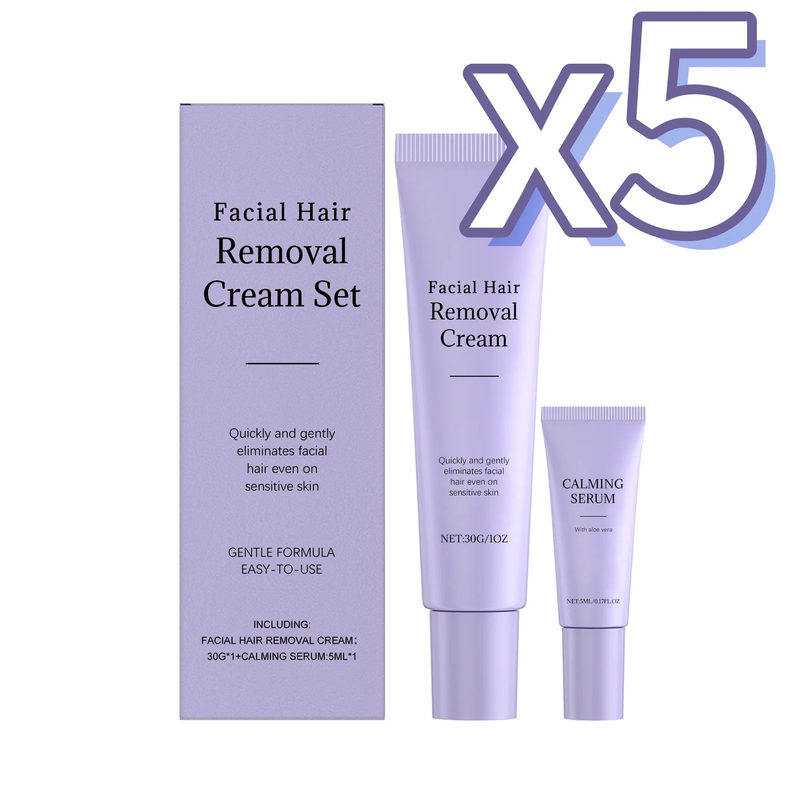 Face Hair Remove Cream Calming Serum Kit Painless Remove Hair Smooth Skin Repair Shave Discomfort Facial Body Hair Removal Kit Oasis Select 1 set Boxed X 5