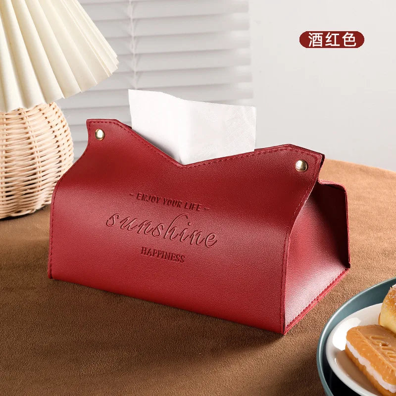 Nordic Light Luxury Tissue Box For Home Living Room, Internet Famous Car Drawer, Simple And High-end Creative Napkin Storage Box Oasis Select red