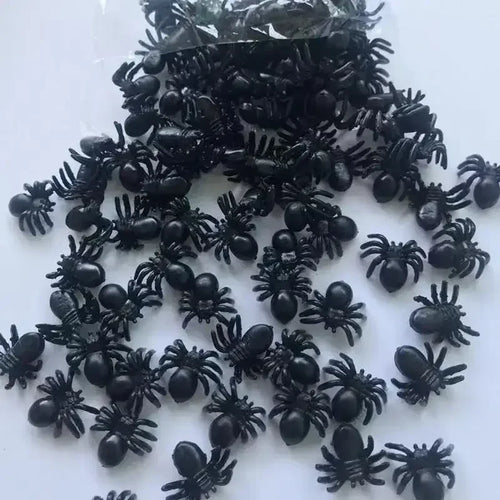 100/50Pcs Halloween Fake Spider Mini Luminous Plastic Spider Halloween Party Home Decoration Kids Tricky Prank Toy Haunted House Oasis Select