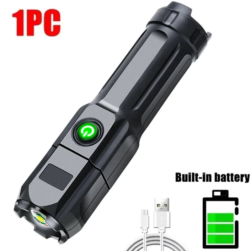 Ultra-bright LED Flashlight Rechargeable Torch Outdoor Zoomable Lantern Portable Waterproof Light for Camping Hunting Hiking Oasis Select 1PCS