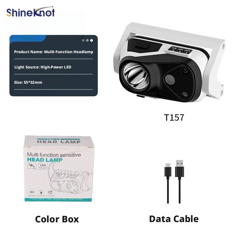 SHINEKNOT Rechargeable Induction Headlamp | 5W XPG 180° Beam