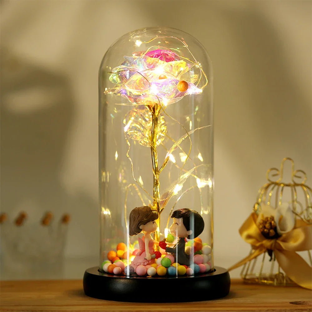 Galaxy Rose Artificial Flowers Beauty and the Beast Rose Wedding Decor Creative Valentine's Day Mother's Gift Oasis Select style 1