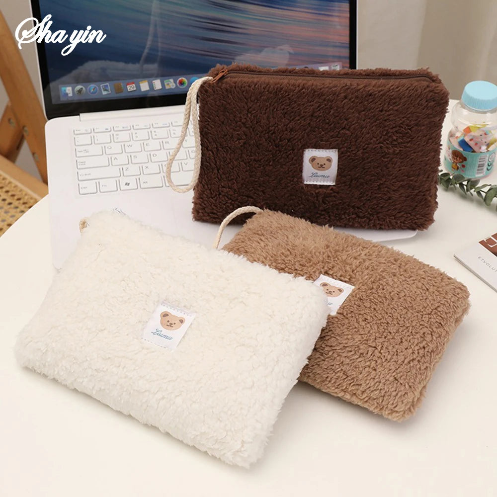 Large Plush Travel Makeup Bag & Cosmetic Organizer Pouch
