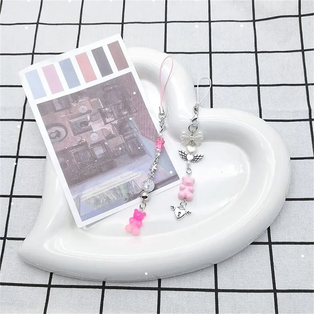 Y2k Phone Pendant Sweet Cool Girl Pink Chain Charms Kawaii Women Accessories Handmade DIY Cute Phone Strap Lanyard Oasis Select