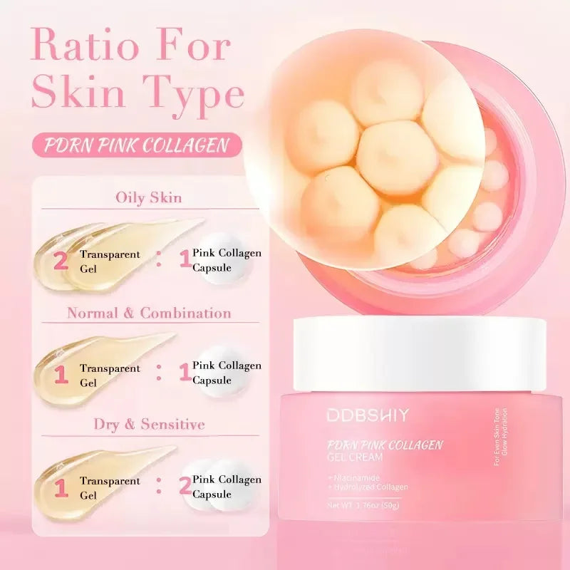 Korean PDRN Pink Collagen Capsule Cream with Niacinamide Cream for Uneven Skin Tone Lightweight Face Moisturizer Non Greasy care Oasis Select
