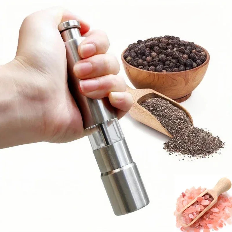 Manual Salt and Pepper Grinder Thumb Press Grinder Peppercorns Sea Salt Spices Stainless Steel Spice Grinder Barbecue Kitchen Oasis Select