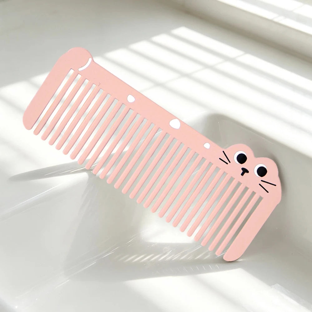 Mini Cartoon Kitten Wide Tooth Detangling Comb | Travel Hair Comb Hair Detangling Comb Oasis Select TC03-pink