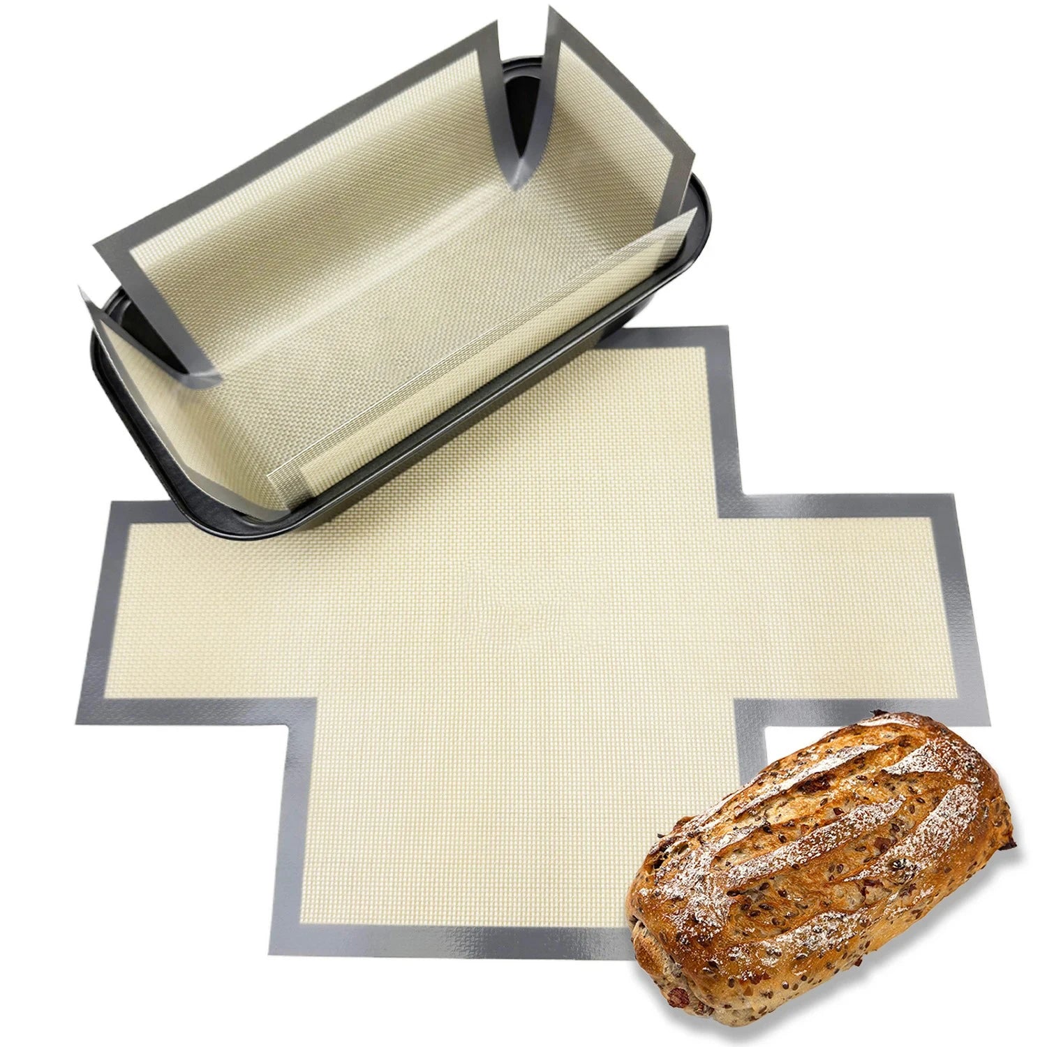 Silicone Bread Loaf Pan Liners Reusable Nonstick Bread Pan Baking Mat for 9.5 X 5 Inch or 1.5LB Bread Pans Dough Transfer Tool Oasis Select