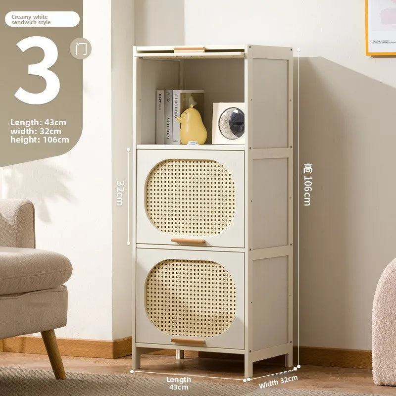 Cream wind all solid wood bookcase simple children's locker open storage cabinet living room study combination locker Oasis Select 43 long three doors