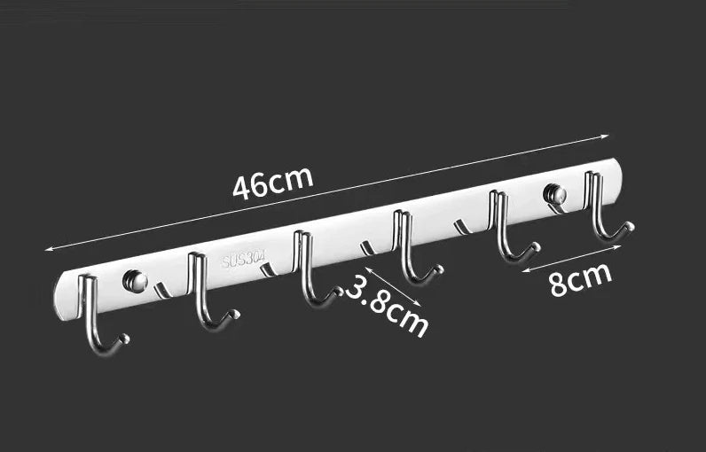 Stainless Steel Hook Hooks Toilet Clothes Hook Kitchen Supplies Hanger Punch-free Hook Rack Bathroom Hooks Punching Hooks Oasis Select 304 round 6 hooks