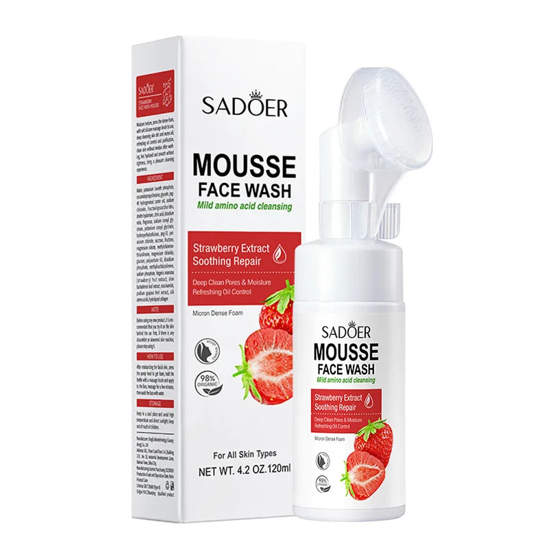 SAODER Fruit Foam Facial Cleanser – Korean Moisturizing Wash Foam Facial Cleanser Oasis Select Strawberry