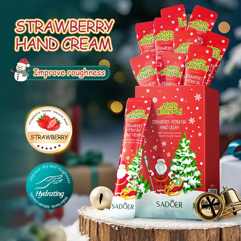 Christmas Strawberry Hand Cream Set – 20 x 4ml Mini Tubes