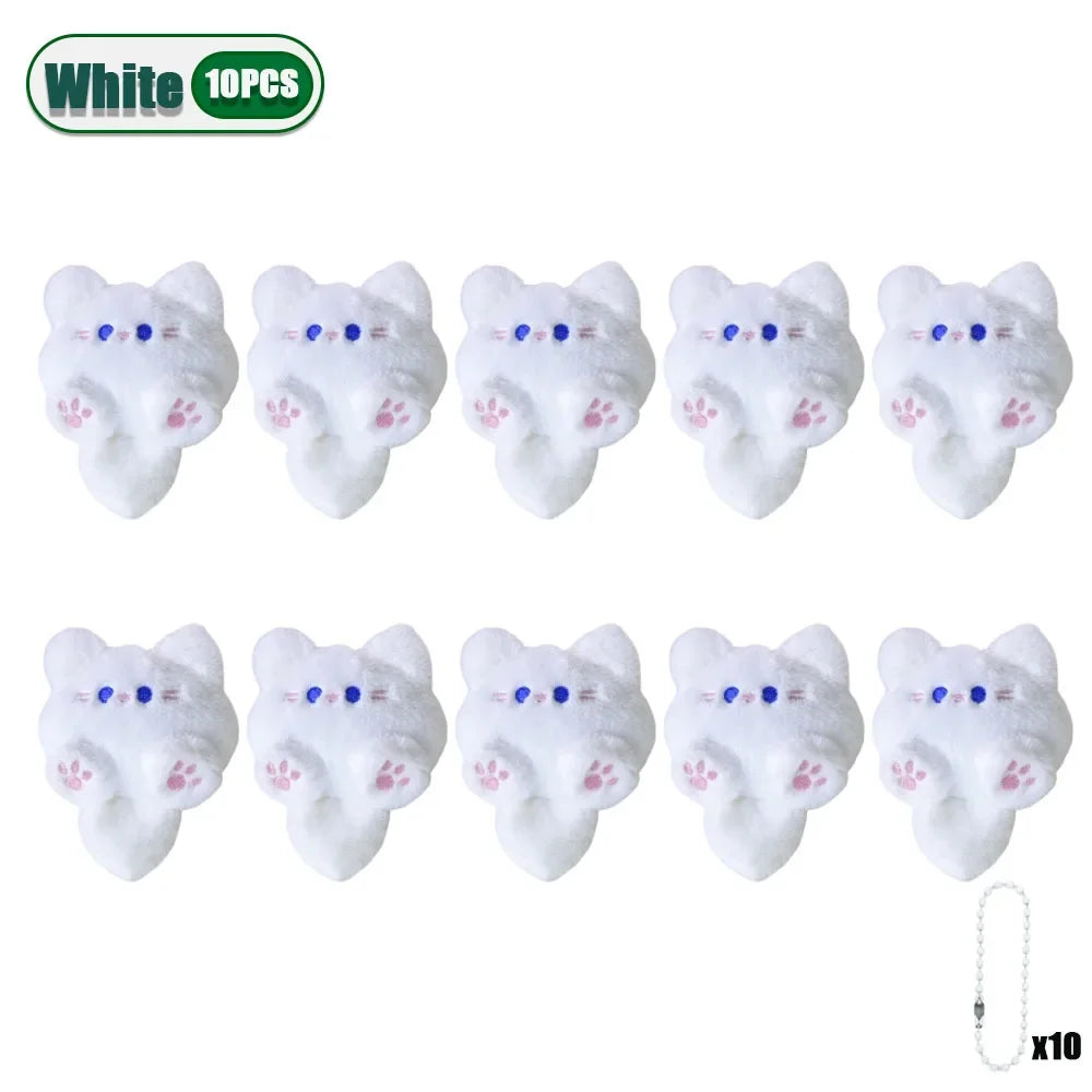1-20PCS Cute Plush Long Tail Cat Pendant Cat Doll Doll School Bag Charm Key Charm Children's Birthday Gift Holiday Friend Gift Oasis Select White-10PCS