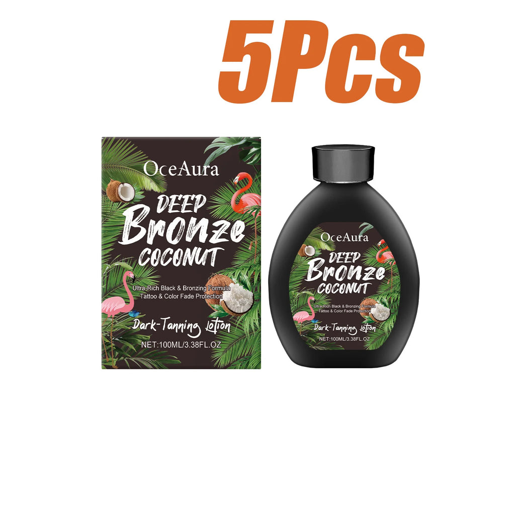 Coconut Oil Dark Tanning Lotion Moisturizing Accelerator for Deep Bronze Glow Tanning Cream for Tanning Bed & Outdoor Use Oasis Select 5 x 100ml Boxed