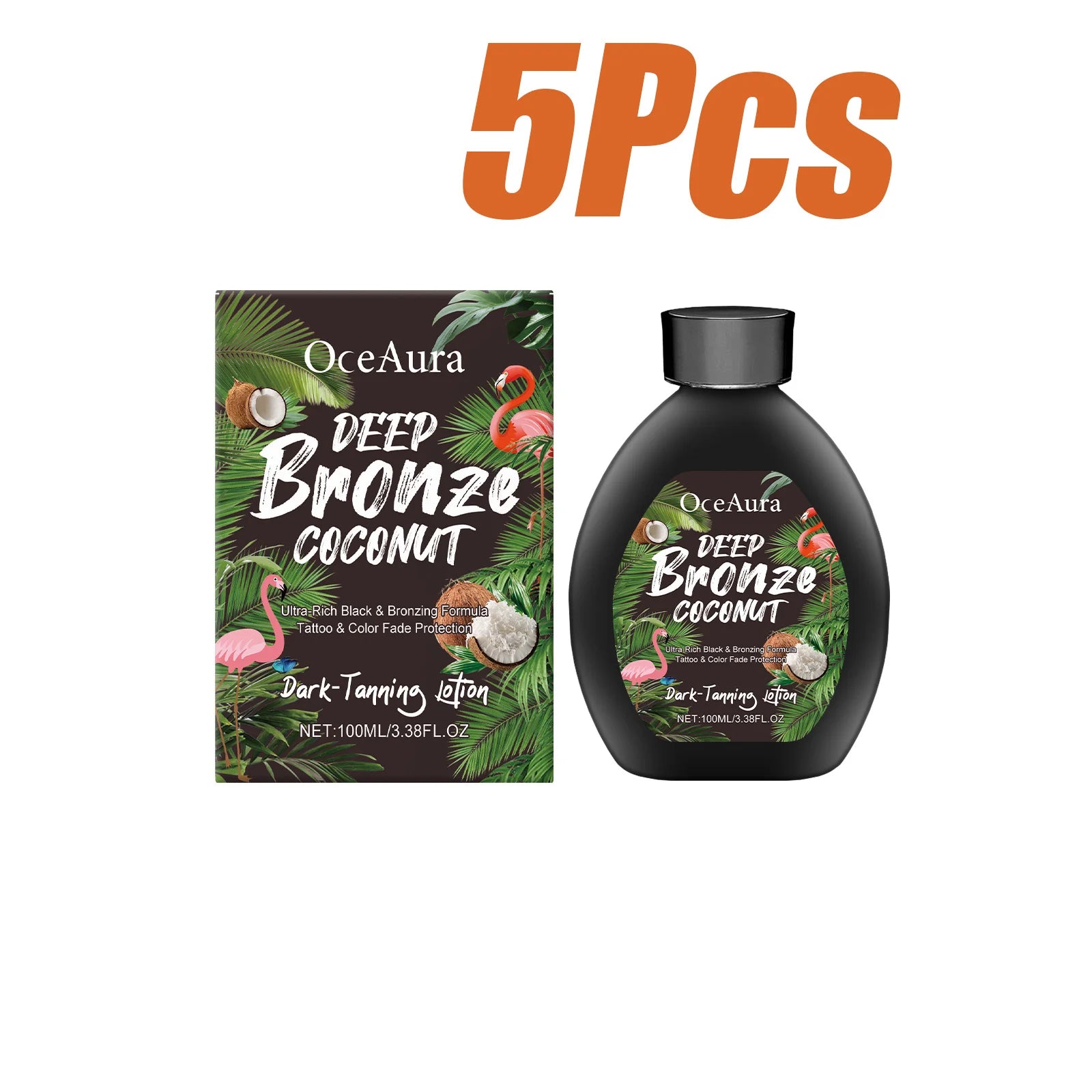Coconut Oil Dark Tanning Lotion Moisturizing Accelerator for Deep Bronze Glow Tanning Cream for Tanning Bed & Outdoor Use Oasis Select 5 x 100ml Boxed