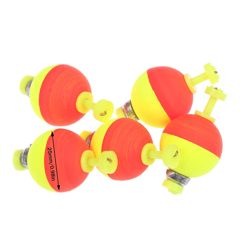 5Pcs Snap-On Ball Fishing Bobber Floats Weighted Bobbers EVA Foam Corks For Crappie Bluegill Panfish Catfish Oasis Select B2