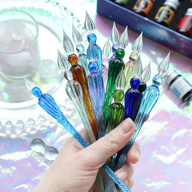 Free Starry Sky Pen Glass Pen Gradient Color Gift Set Dip Pen Business Gift Pen Student Crystal Pen Oasis Select