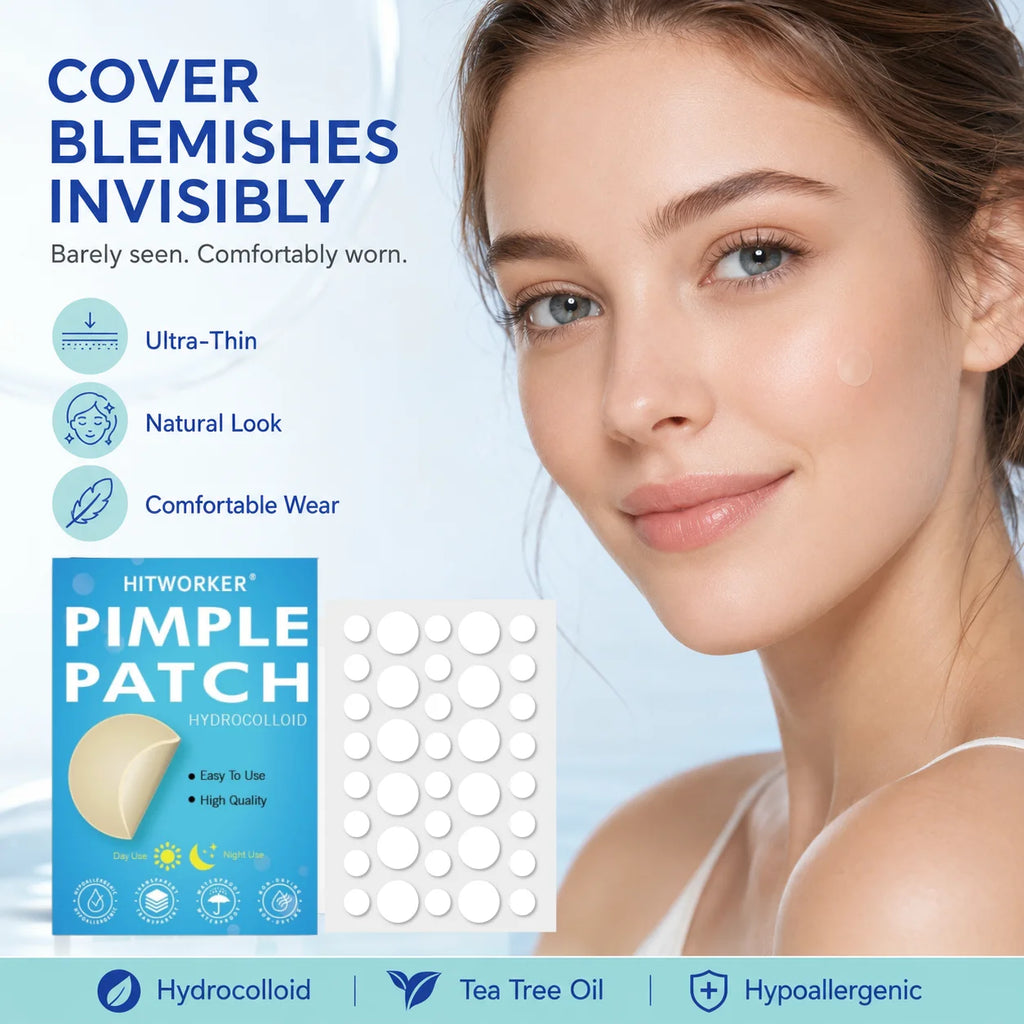HITWORKER Hydrocolloid Pimple Patch Invisible Spot Cover, Mixed Sizes, Thin Edge, Easy Peel-Off, Waterproof for Day & Night Uses Oasis Select