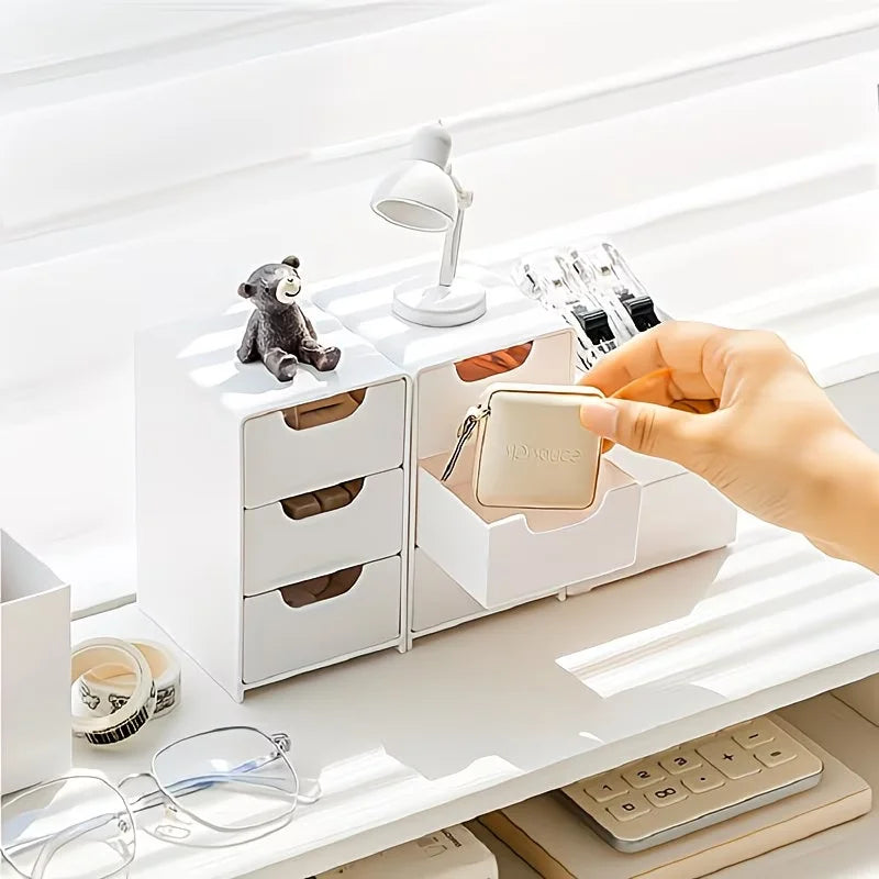 1/2pcs 3-Tier Desktop Organizer with Drawers, Plastic Storage Box for Stationery School Office Supplies,Household Storage Box Oasis Select