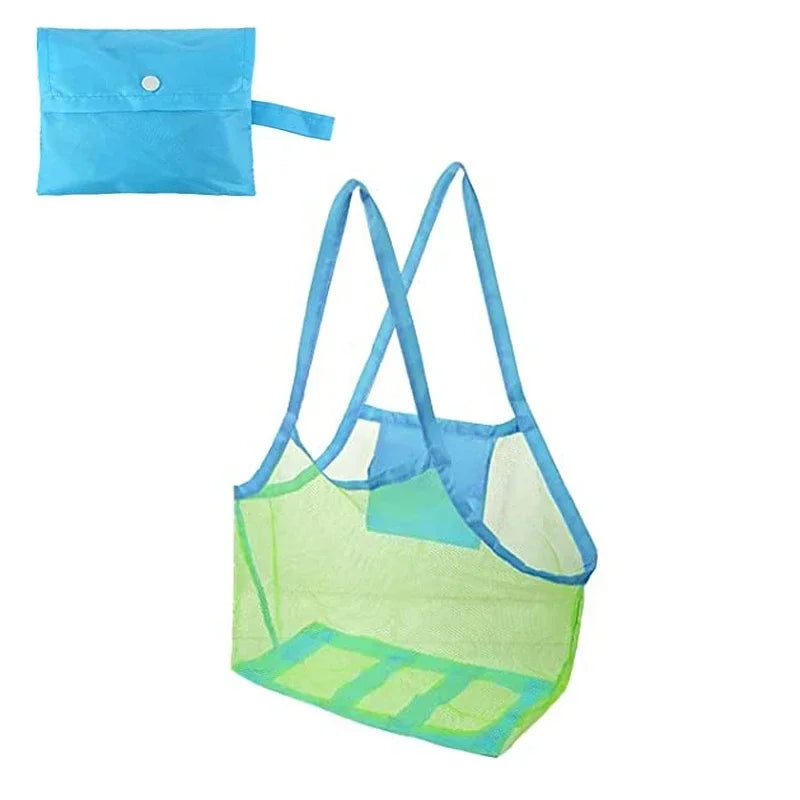 1pc Multicolor Large Mesh Beach Bag, Sand-Away Portable Tote With Convenient Hanging Hole, Breathable Foldable Storage For Toys Oasis Select green